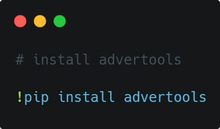 code example: pip install advertools
